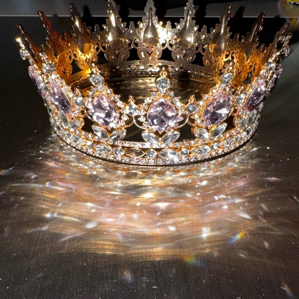 Gold and Silver Crown with Purple and Pink Accents